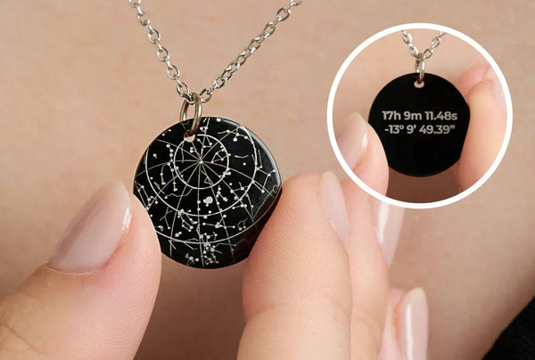 Engraved Personalised Map of your Star Necklace